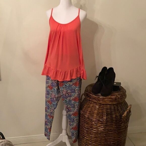 No boundaries szXXL Flower leggings yoga pant Blue yellow orange lavender white - Picture 2 of 13